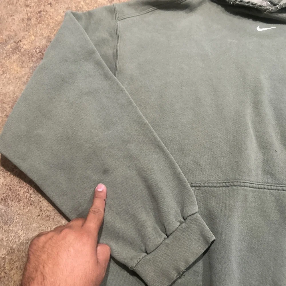 Vintage Rare Nike Center Swoosh Distressed Green Hoodie Travis Scott XL 90s